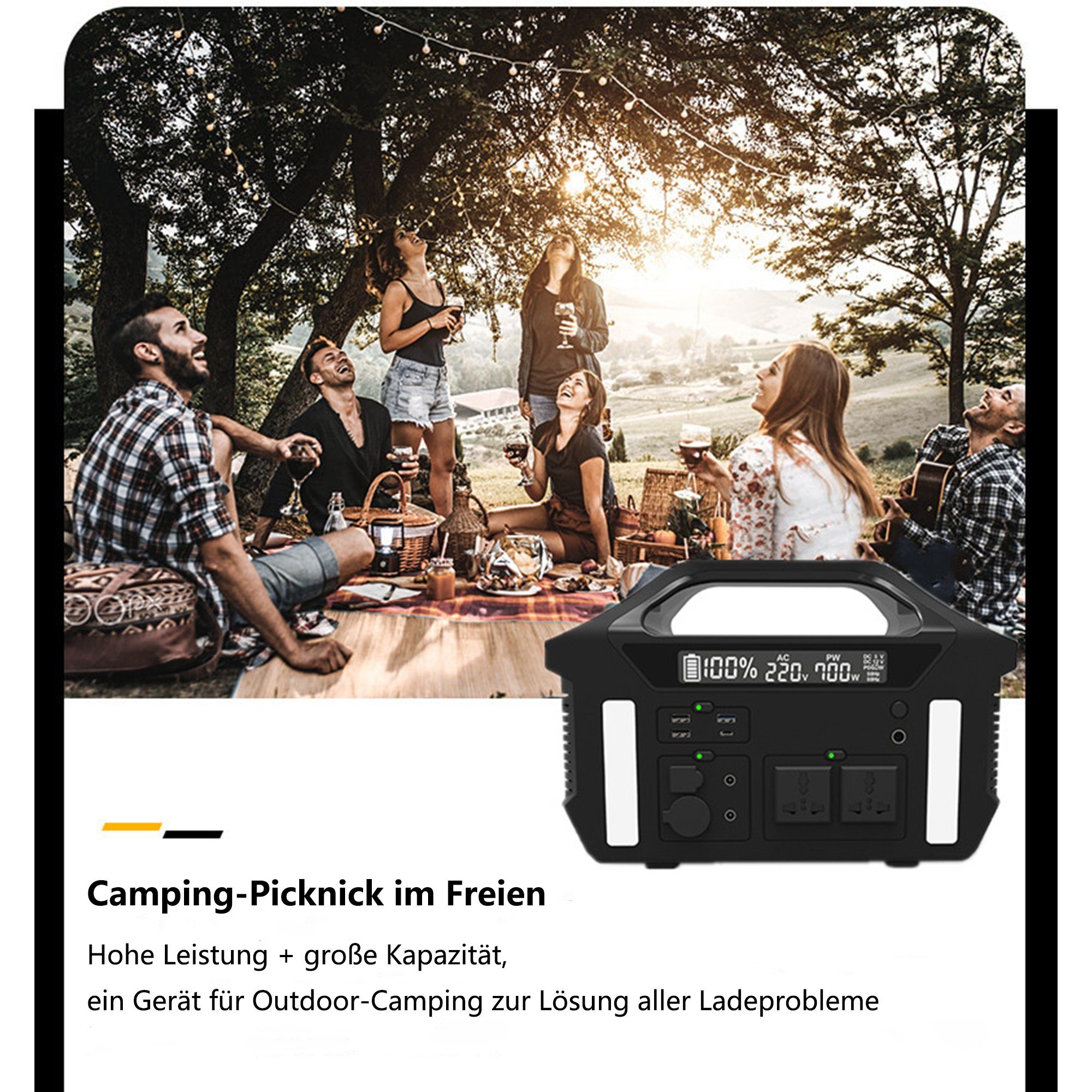 Mutoy Stromerzeuger Tragbare Powerstation 700W, Stromgenerator für Outdoor Notfall, (187200 mAh Stromgenerator mit Lithiumbatterie in Automobilqualität), Stromversorgung für Wohnmobil, Heimwerken und als Notstromaggregat
