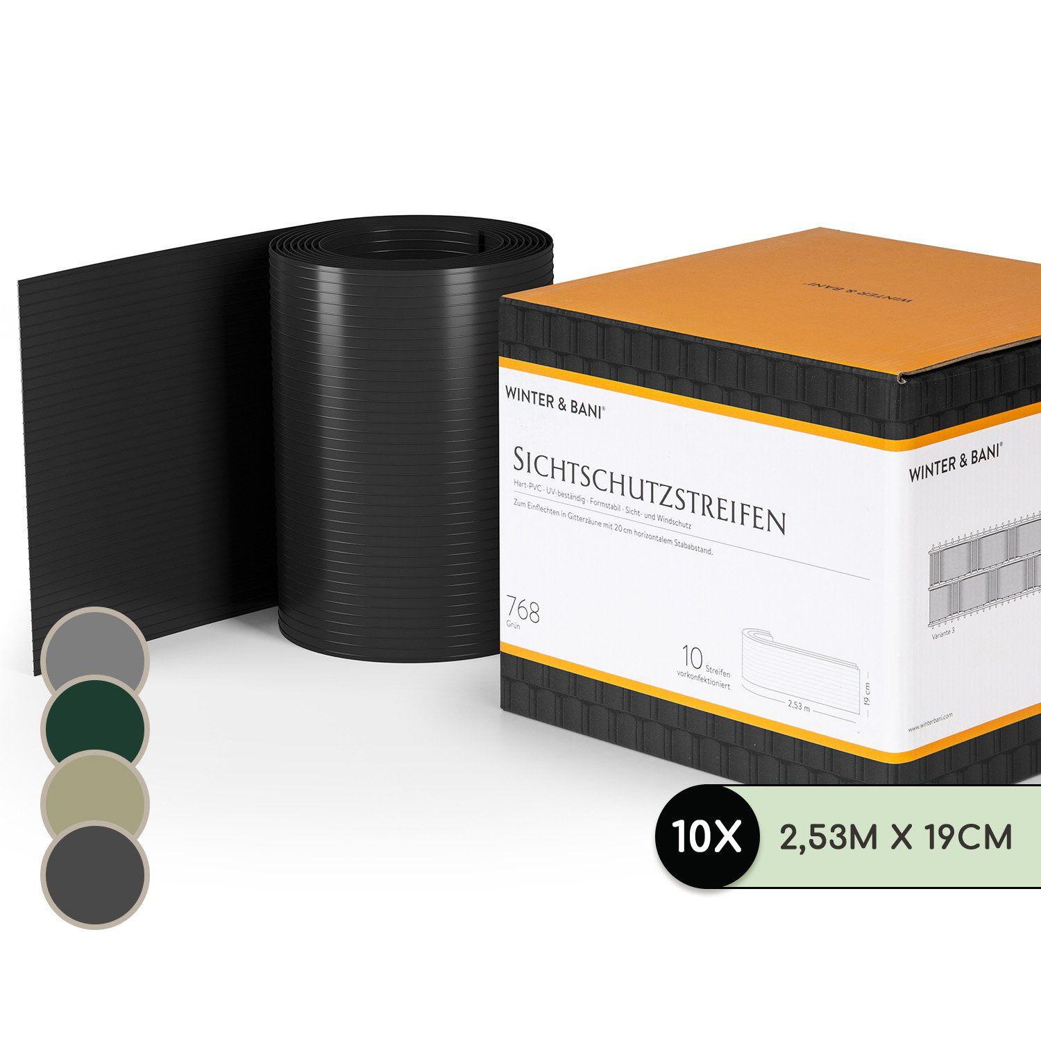 blumfeldt Balkonsichtschutz Sichtschutzstreifen Zaunblenden PVC-Hartplastik 2,53 x 0,19 m