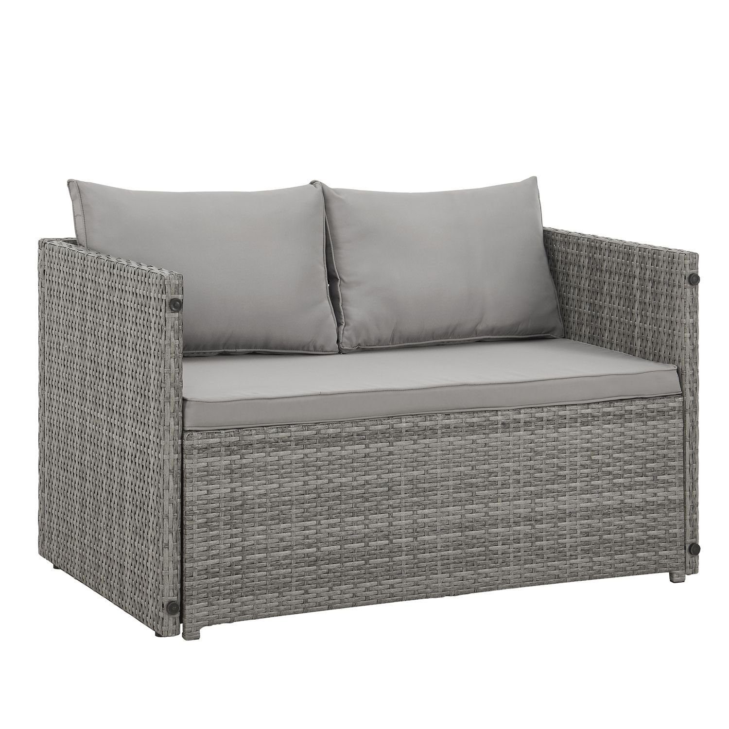 Juskys Gartenlounge-Set Jamaika, 2in1 Polyrattan Set, wetterbeständig