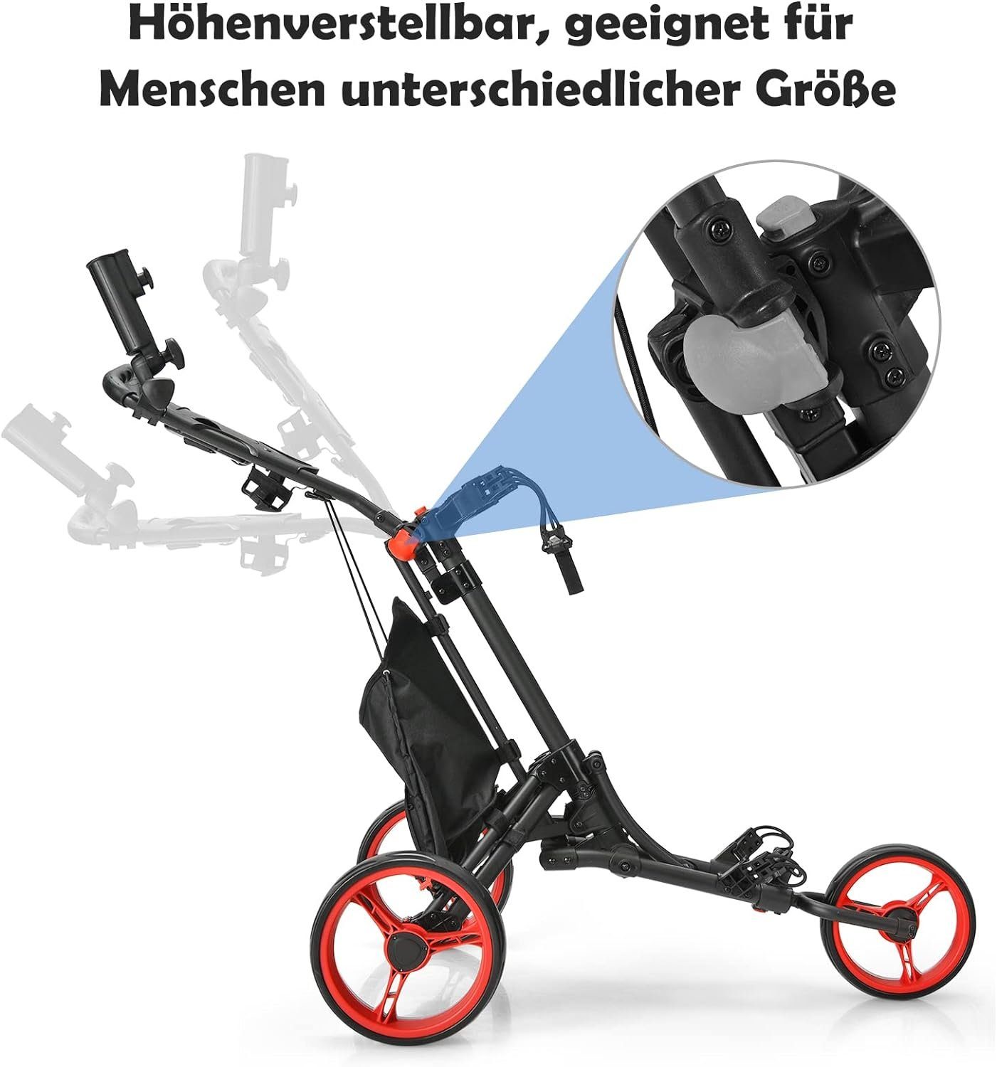 KOMFOTTEU Golftrolley Golfwagen, faltbar&höhenverstellbar, mit 3 Rädern