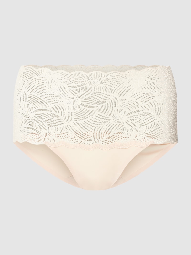 String mit Spitzenbesatz in beige
