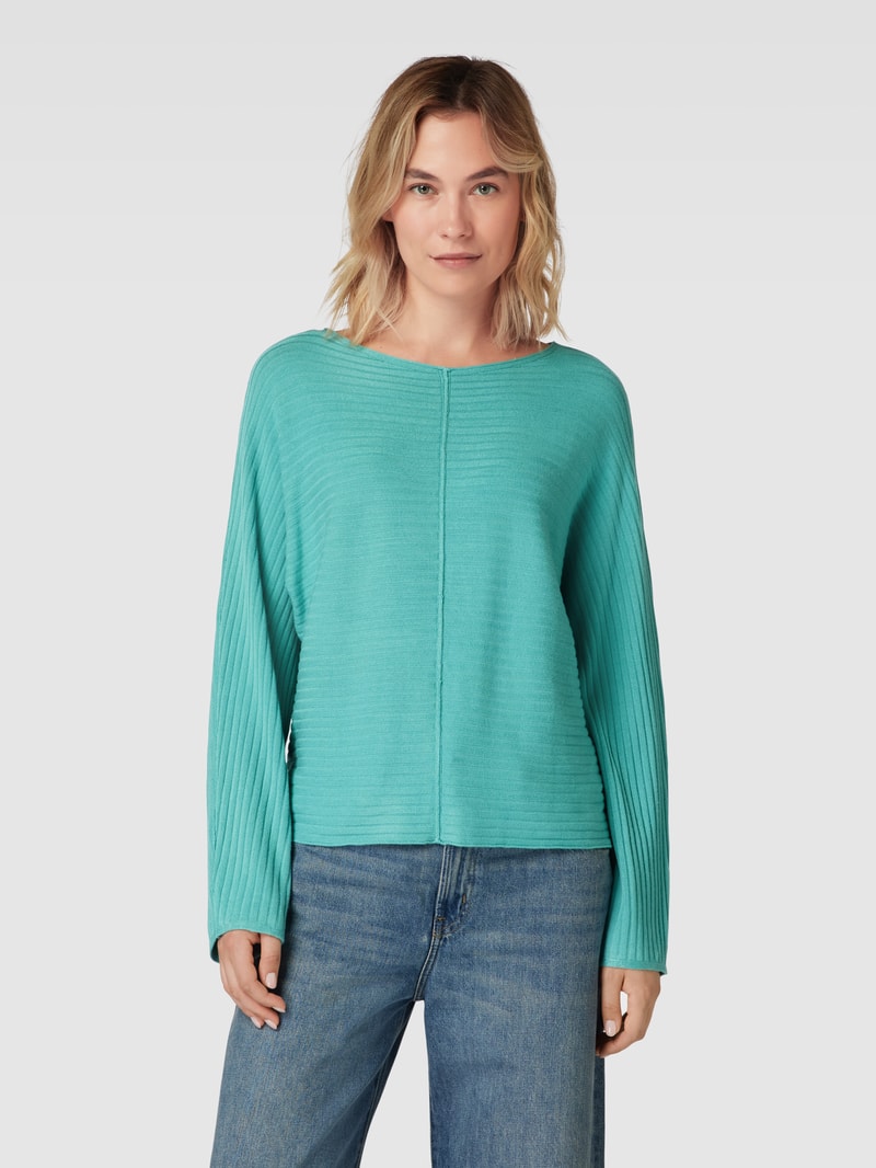Strickpullover aus Viskose-Mix mit Rippenstruktur in petrol