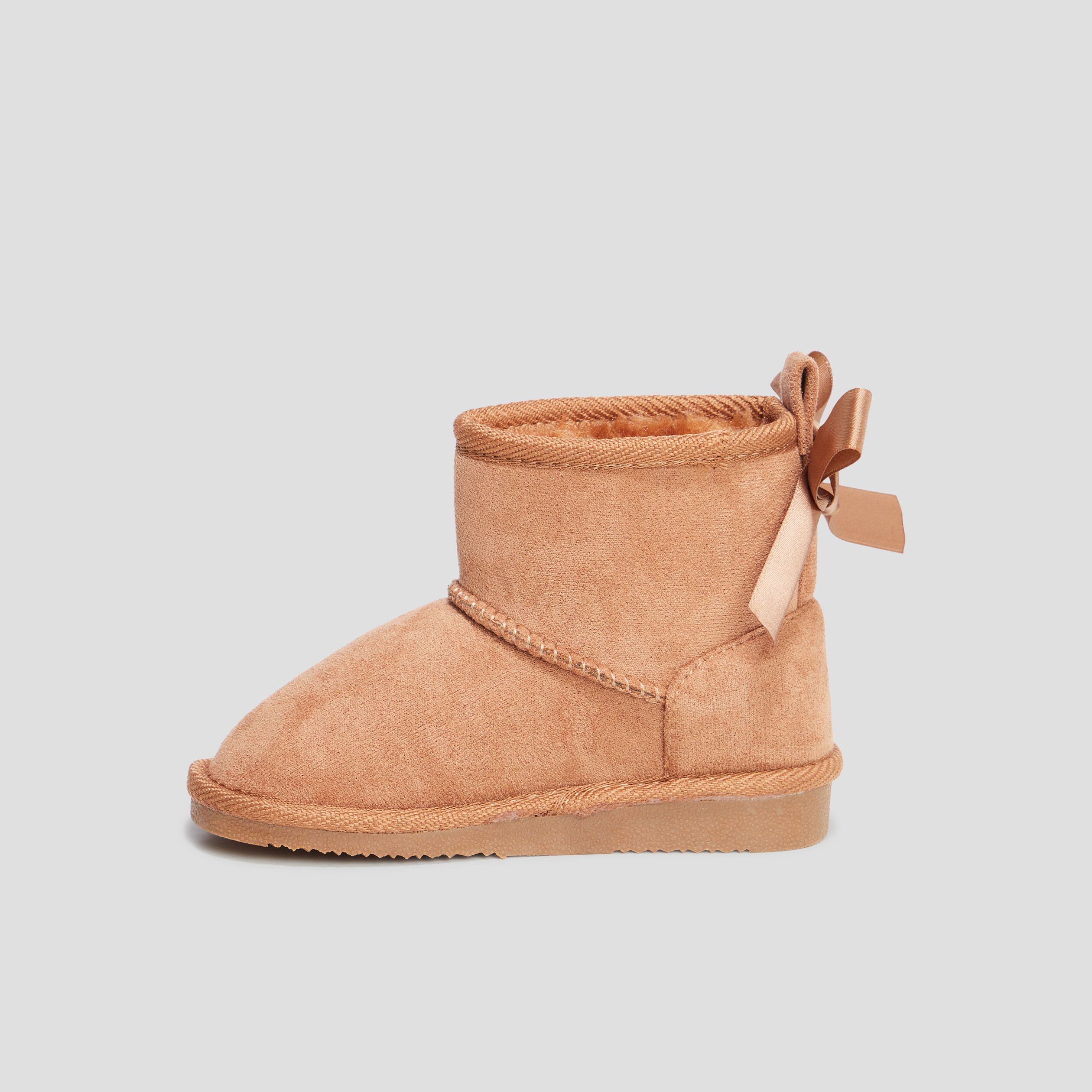Bottines fourrées avec noeud camel fille | La Halle