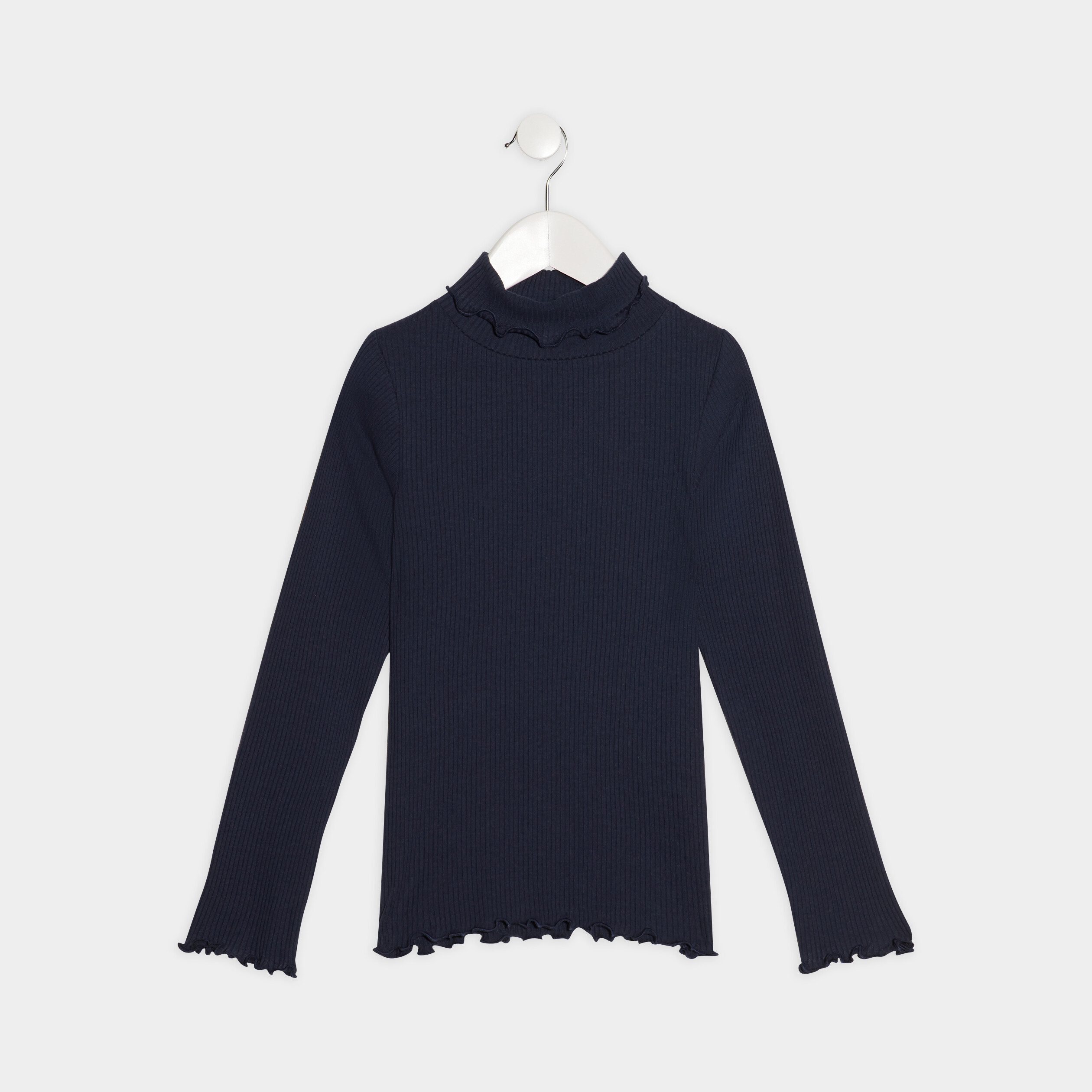 T-shirt avec col roulé bleu marine fille | La Halle