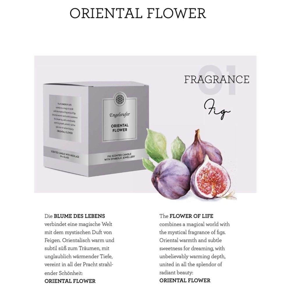 Engelsrufer Bougies parfumées Bougie-bijou Oriental Flower avec chaîne Fleur de vie Bougie