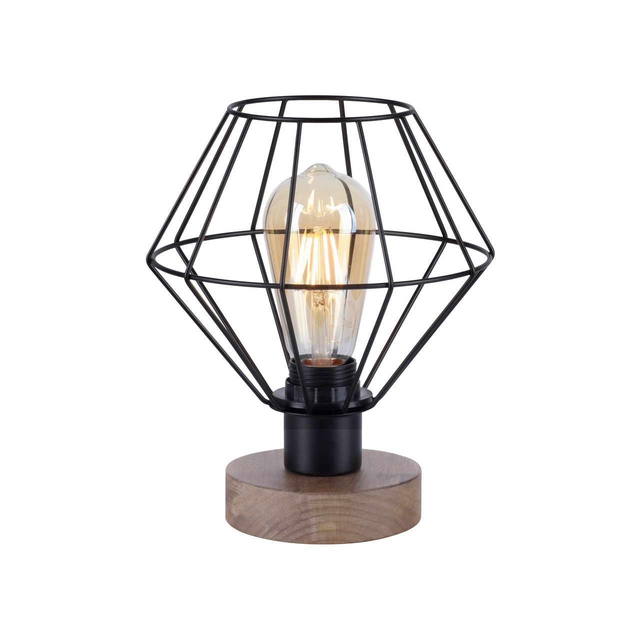 JUST LIGHT LeuchtenDirekt Tischleuchte KASKA, Holzdekor, 1xE27 max. 40 W, Innenleuchte, IP20