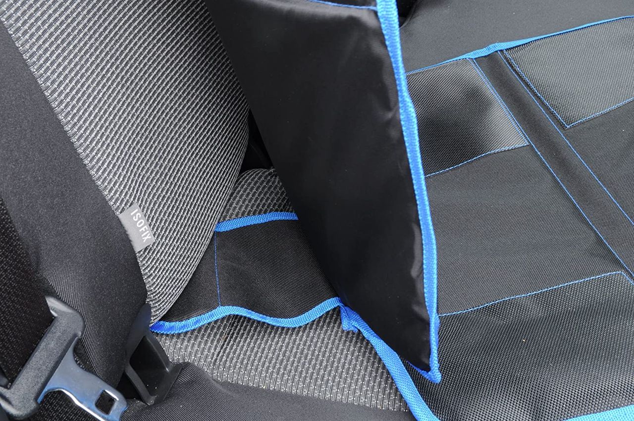 trends4cents Wumbi Sitzschutz Blau Sitzbezug Kindersitzunterlage Wasserabweisend Sitzschoner Isofix Rutschfest