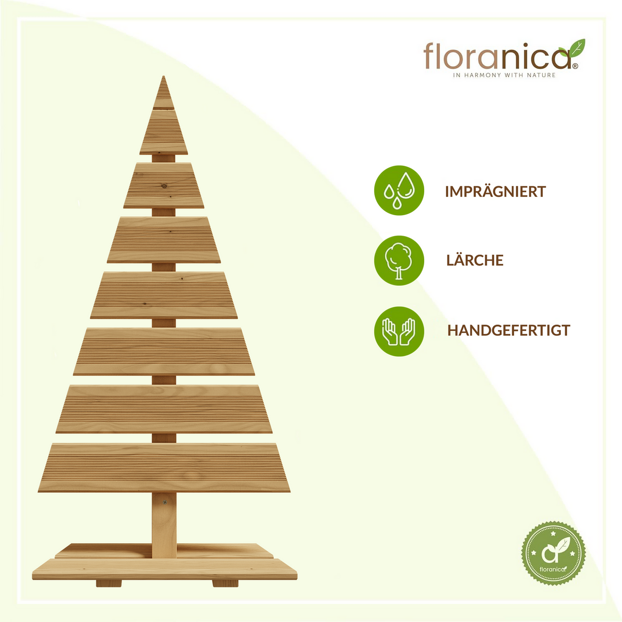 Pemicont Floranica Holz-Weihnachtsbaum Natur Dekobaum Tanne 90x45cm Weihnachtsdekoration Natur