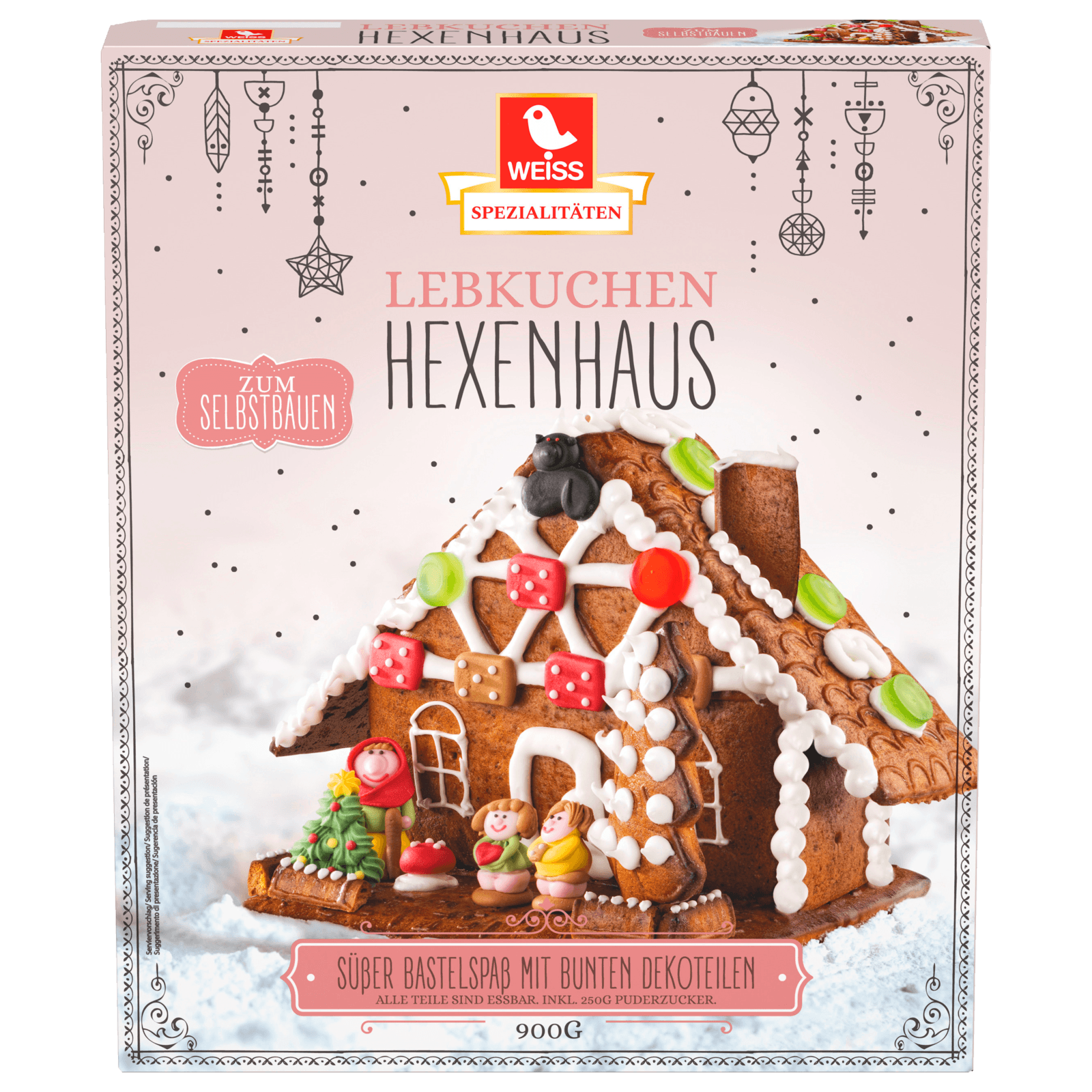 Weiss Hexenhaus Lebkuchenhaus zum Selbstbauen 900g