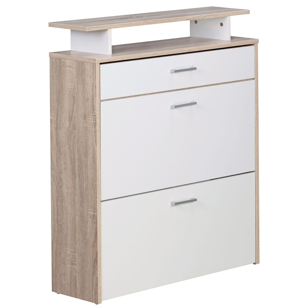 Wohnling Schuhschrank MDF Sonoma Eiche 80 cm Schuhregal Schuhkipper Design Schuh-Kommode modern Sideboard Schuhablage