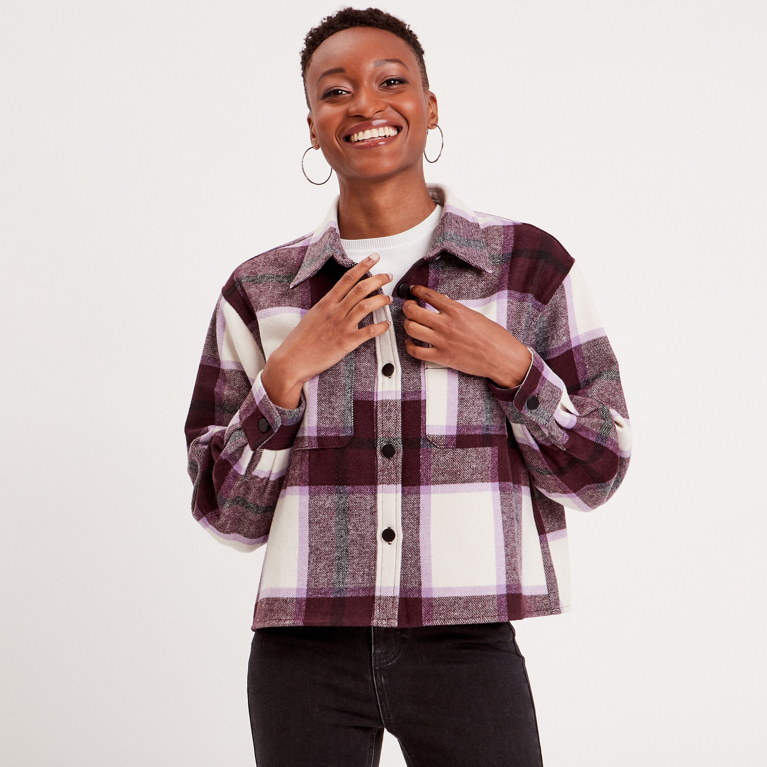 Chemise manches longues violet femme | Cache Cache