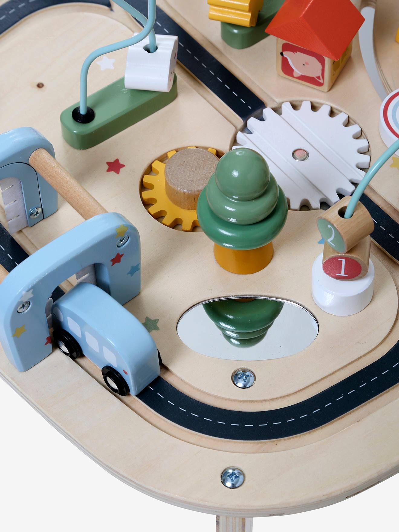 Vertbaudet Baby Activity-Tisch mit Autos, Holz FSC - beige