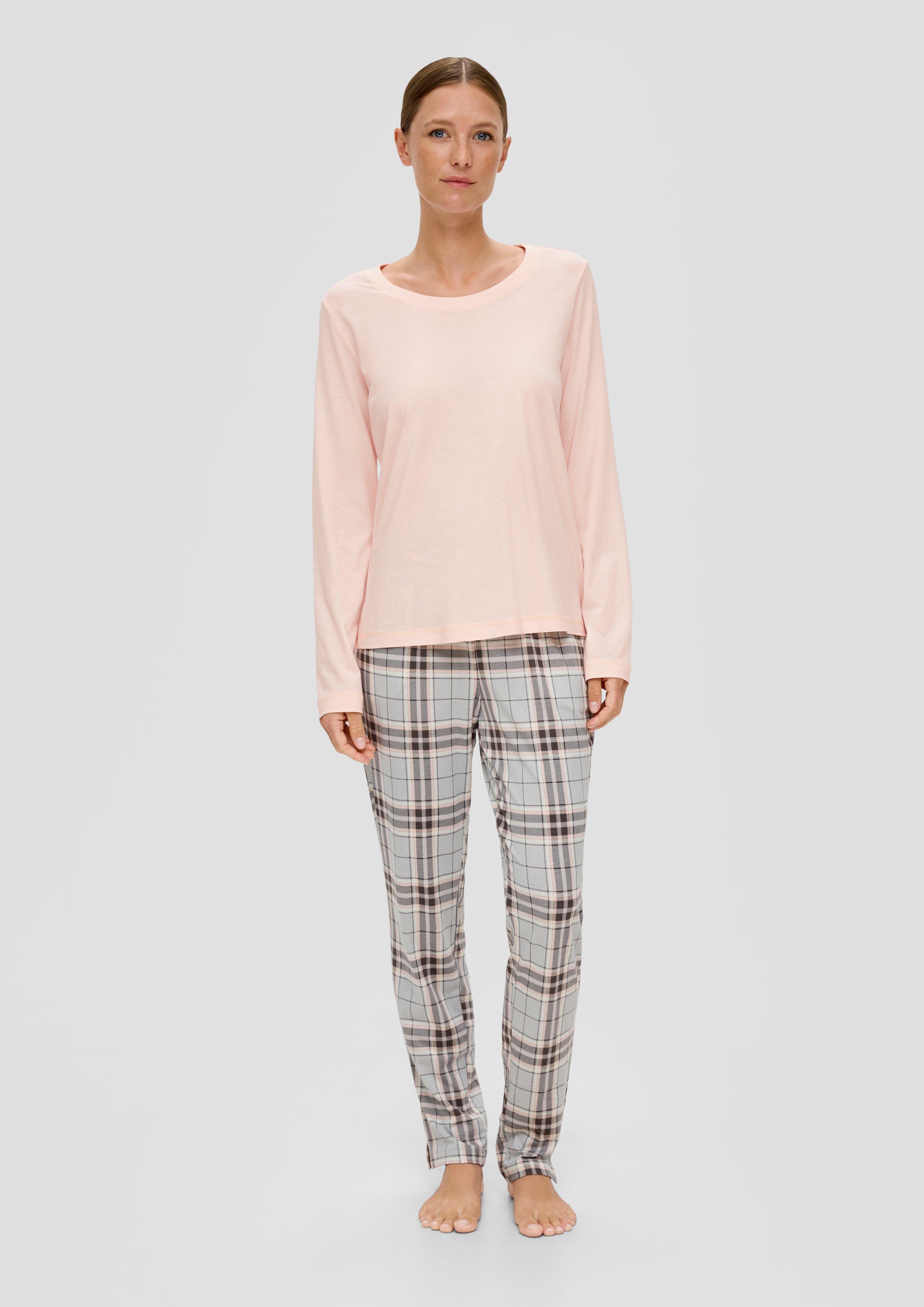 Pyjama Langarmshirt aus Viskose-Baumwollmix  6009001-4000