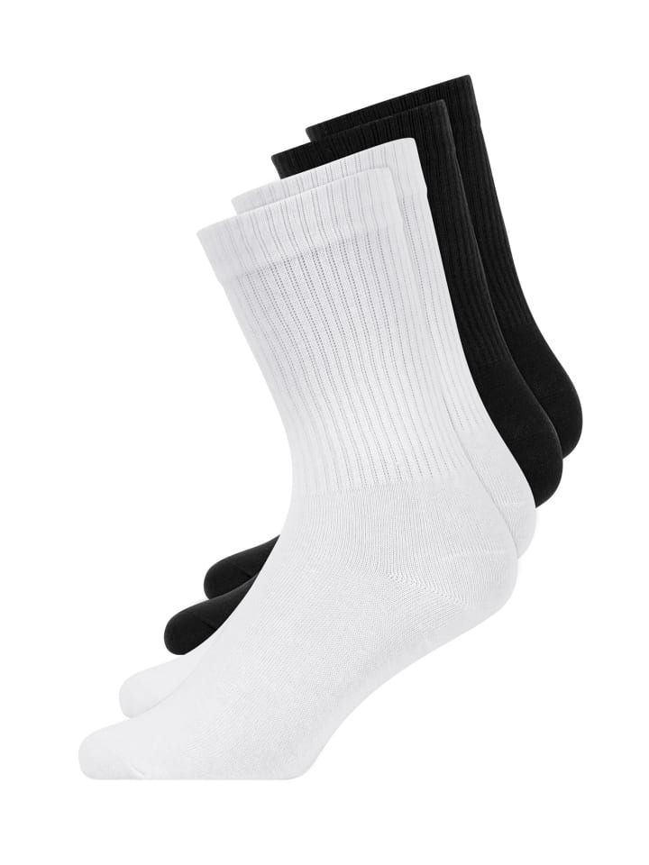 SNOCKS Tennissocken aus Bio-Baumwolle 4 Paar in Schwarz-Weiß günstig kaufen
