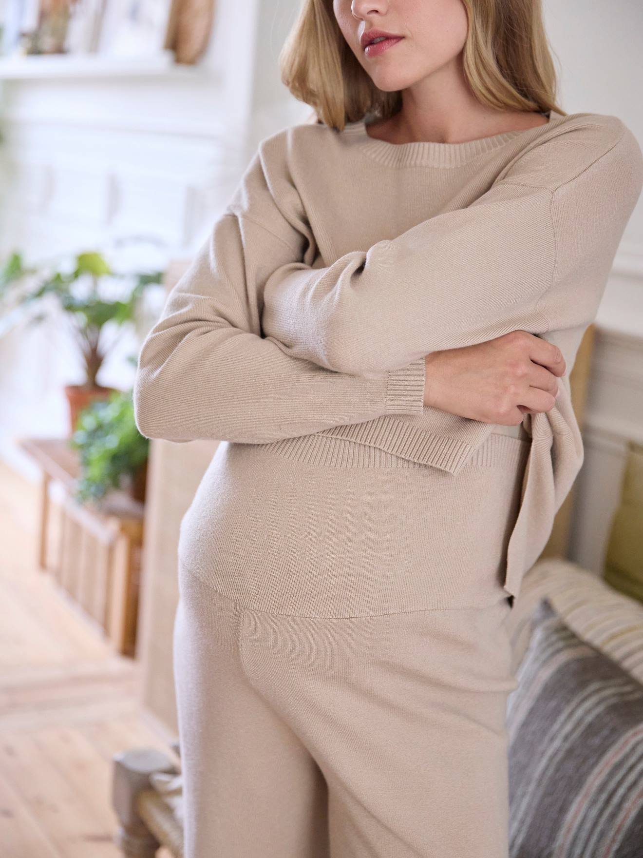 Vertbaudet Homewear-Set: Sweatshirt & Hose für die Schwangerschaft Oeko-Tex - puder