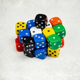 Battle Dice 25x Mix of red,black,white,green,blue,yellow,orange 12mm