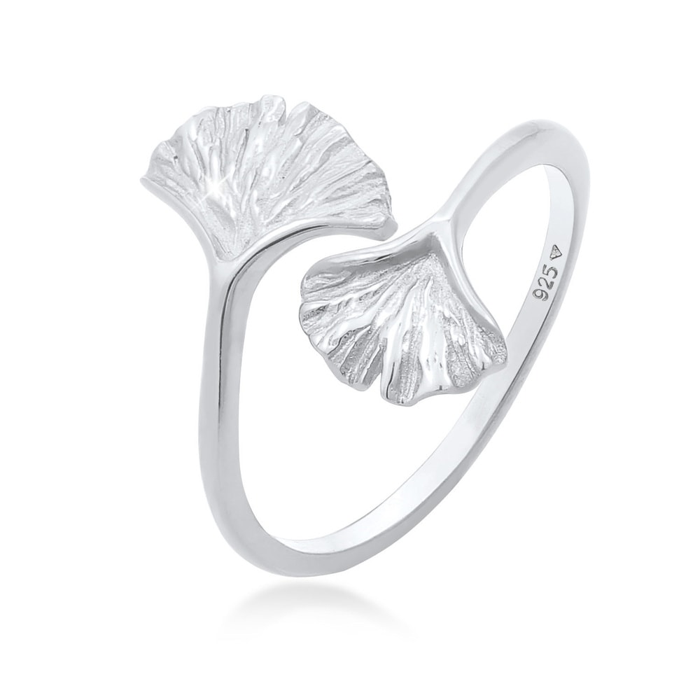 Elli Elli Bague Femmes Feuille de Gingko Motif Tendance en Argent Sterling 925 Bague
