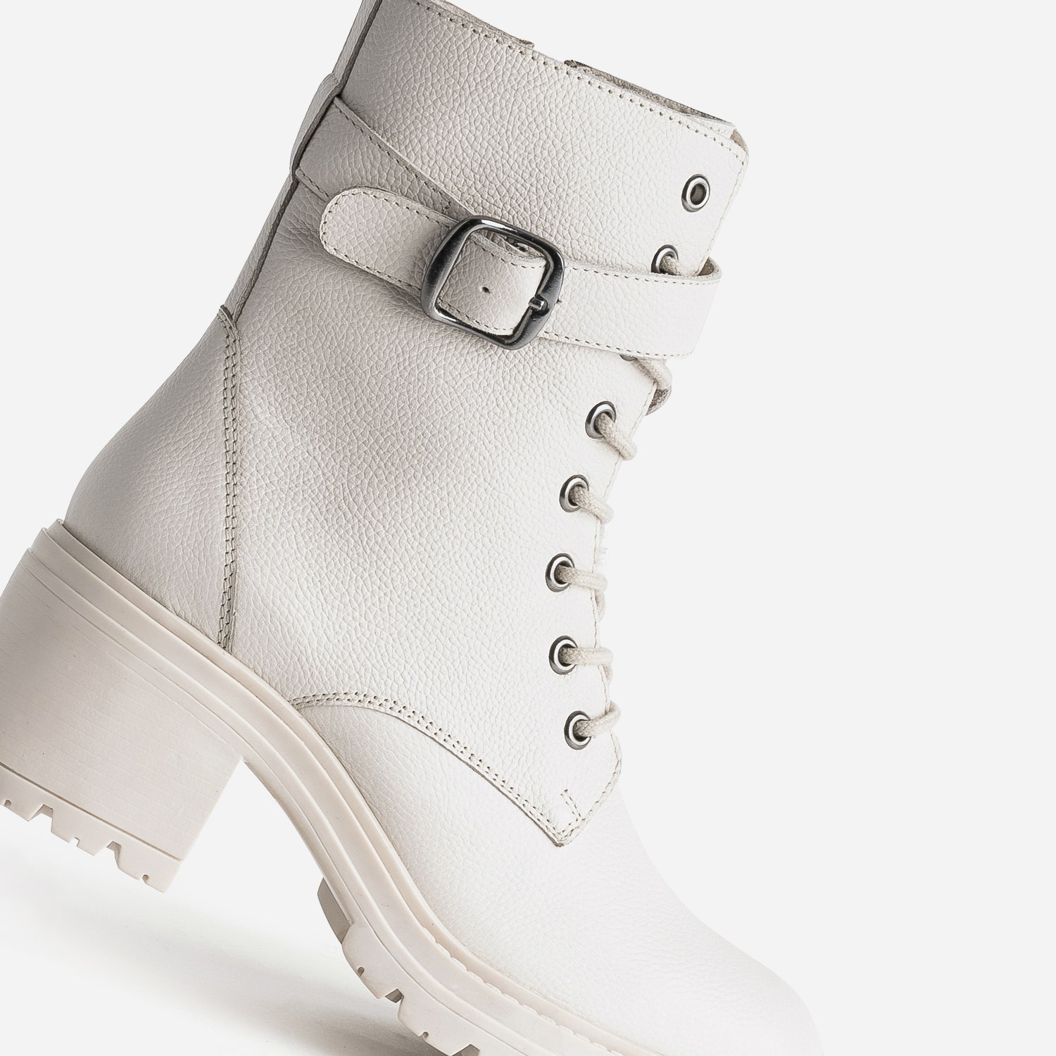 Bottine à talon TEXTO blanc cassé en cuir