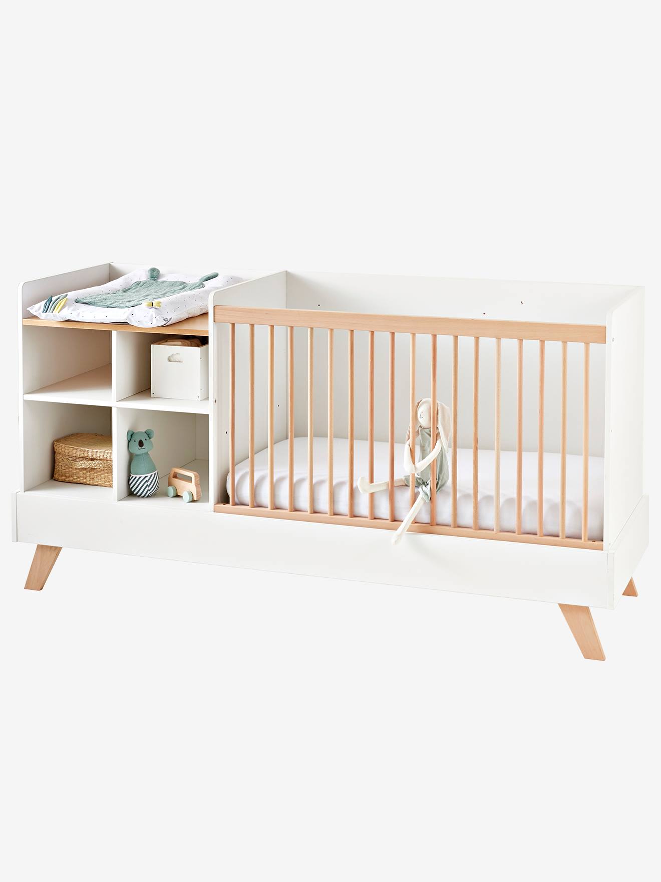 Vertbaudet Kinderzimmer 4-in-1-Kombibett COMBINID, mitwachsend - weiß/natur