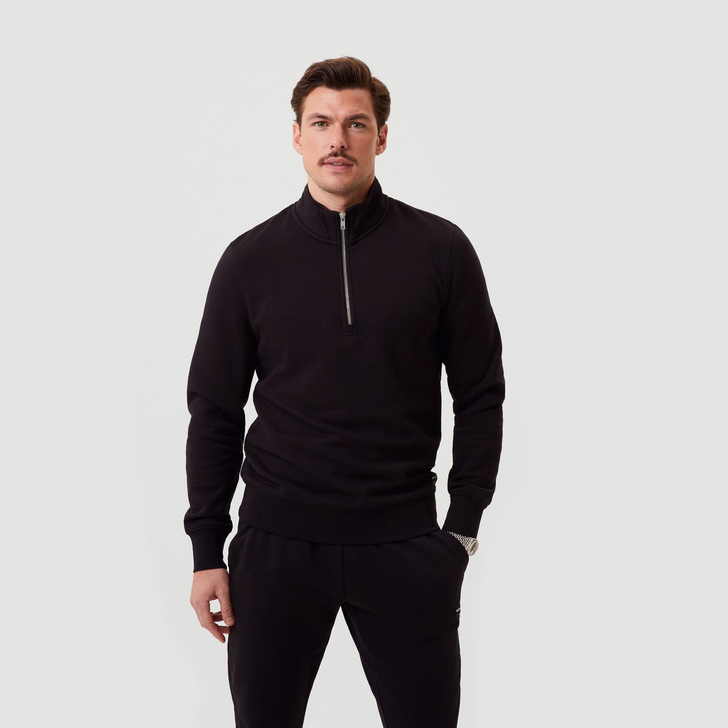 Centre Half-Zip Longsleeve Herren - Schwarz