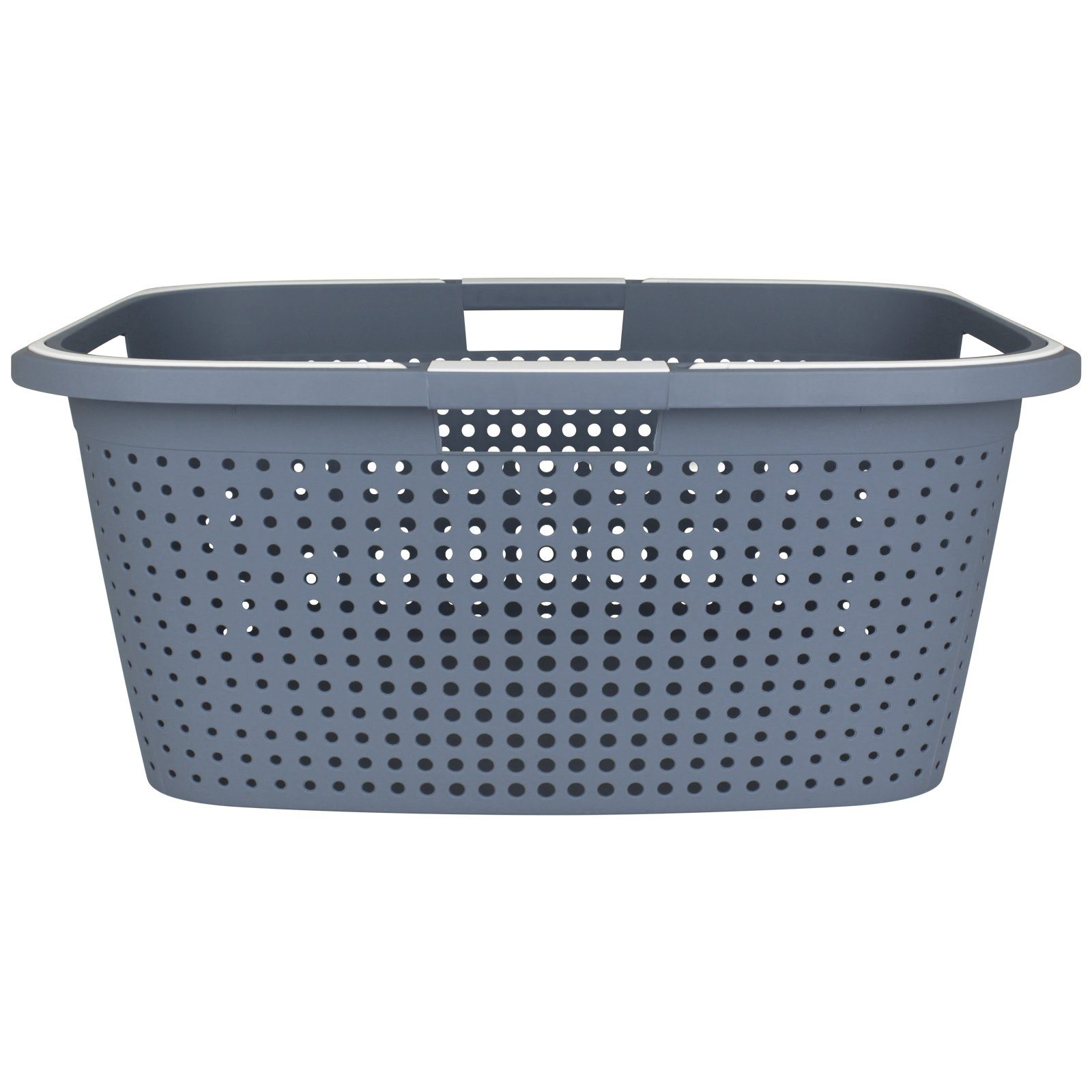 Koopman Wäschewanne Wäschebkorb Lochmuster 45L Farbwahl Henkel Rattan Optik, Plastikwanne Wäschesammler Wäsche Haushaltkorb Kunststoff