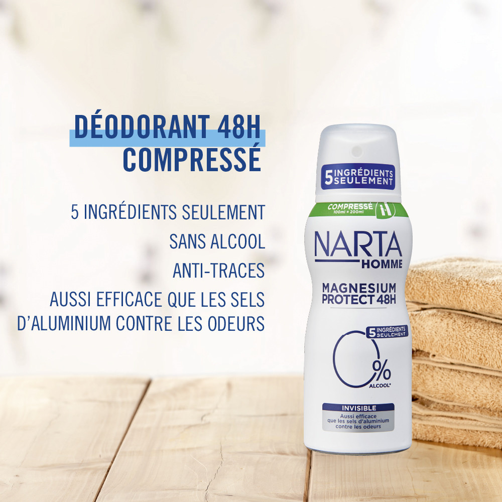 NARTA Narta Homme Magnesium Protect 48h Déodorant Compressé  Invisible