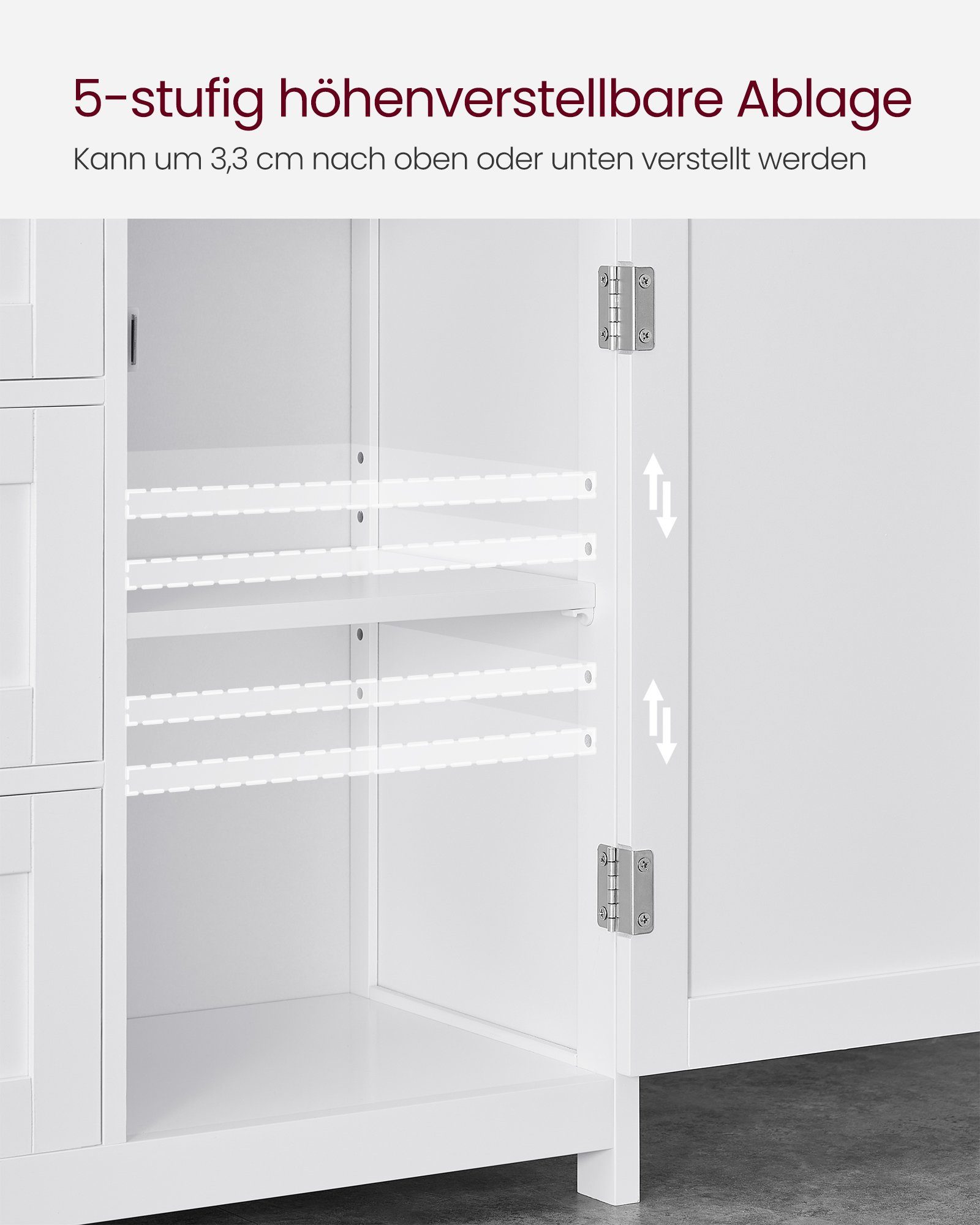 VASAGLE Badkommode Badezimmerschrank, mit 3 Schubladen, verstellbare Ablage