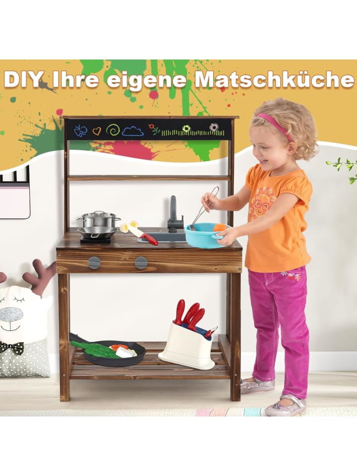 COSTWAY Matschküche Kinder Outdoor in Braun günstig kaufen onesize