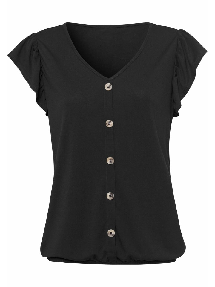 LASCANA Kurzarmshirt in taupe, schwarz günstig kaufen
