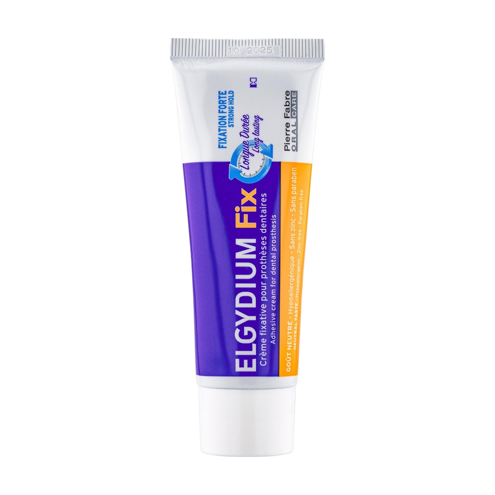 Oral Care Elgydium Fix - Crème fixative pour prothèse dentaire Fixation forte 45g Crème fixative