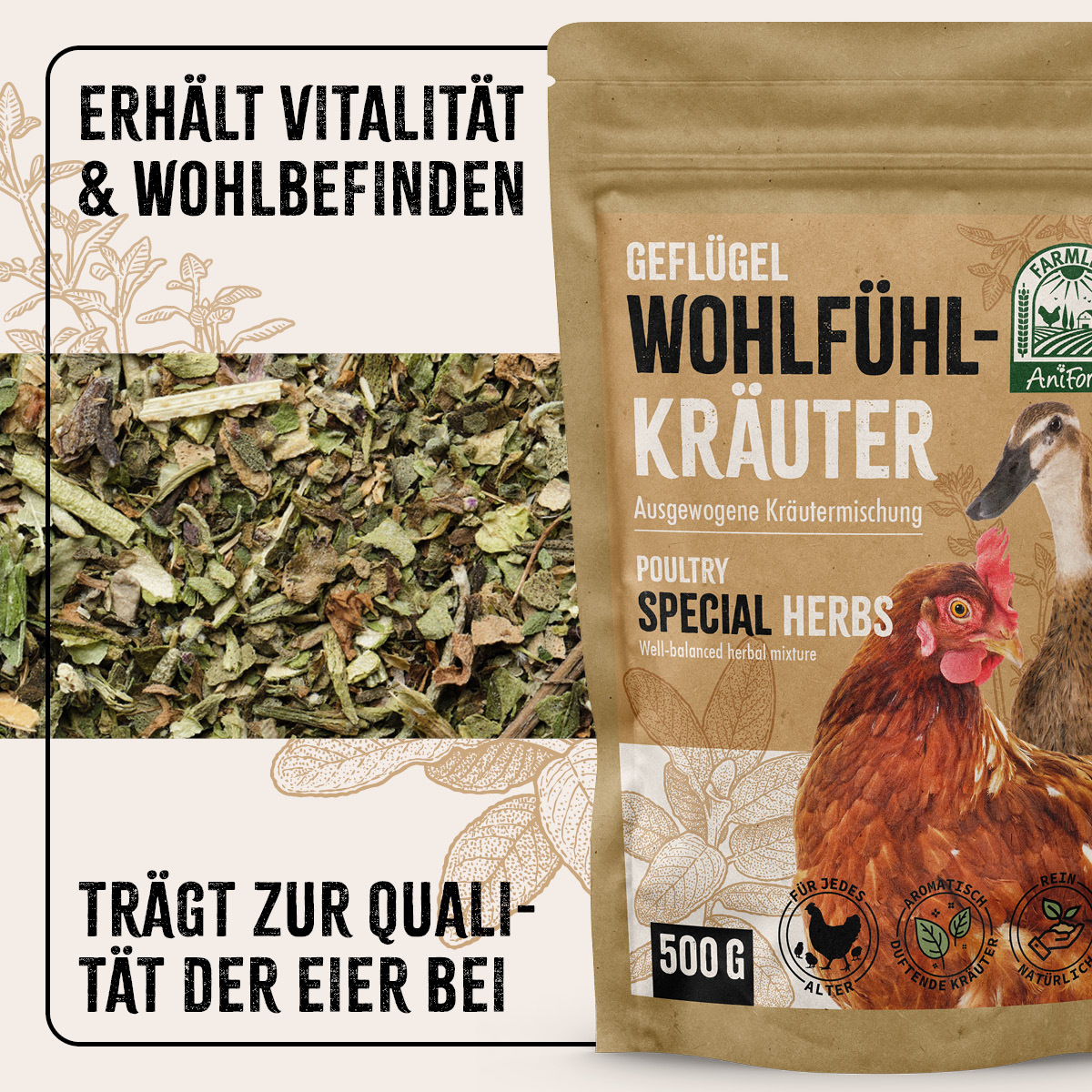 Aniforte Futter & Heu Aniforte Hühner Wohlfühlkräuter 0,5kg
