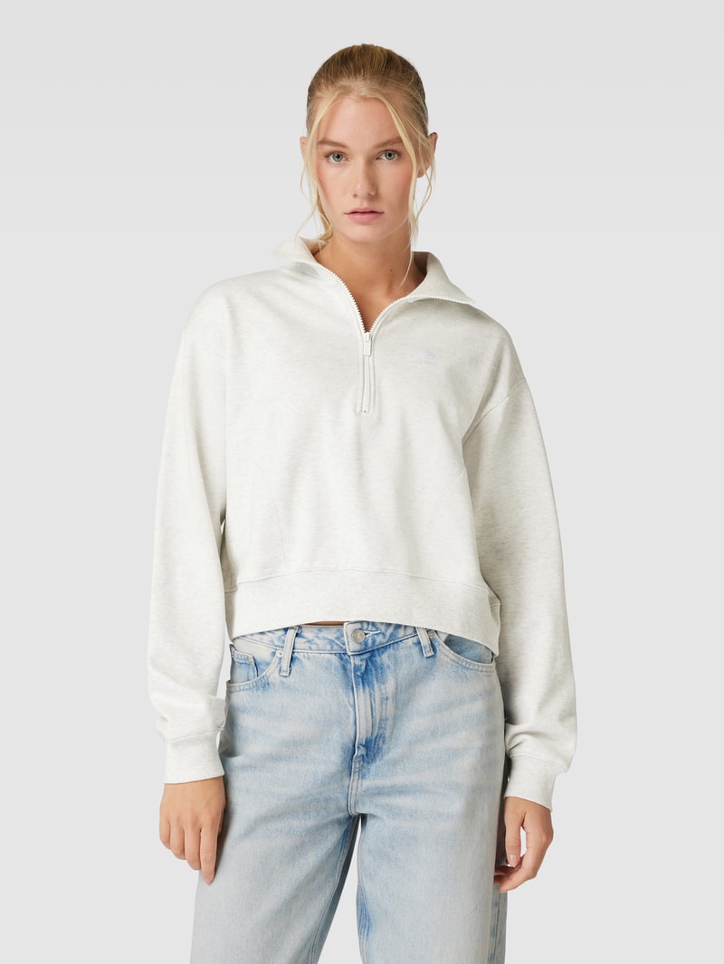 Sweatshirt mit Label-Stitching in mittelgrau meliert