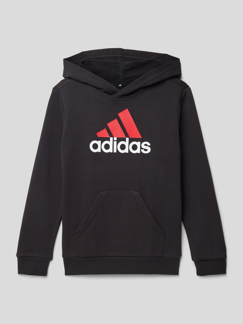 Hoodie mit Label-Print in schwarz