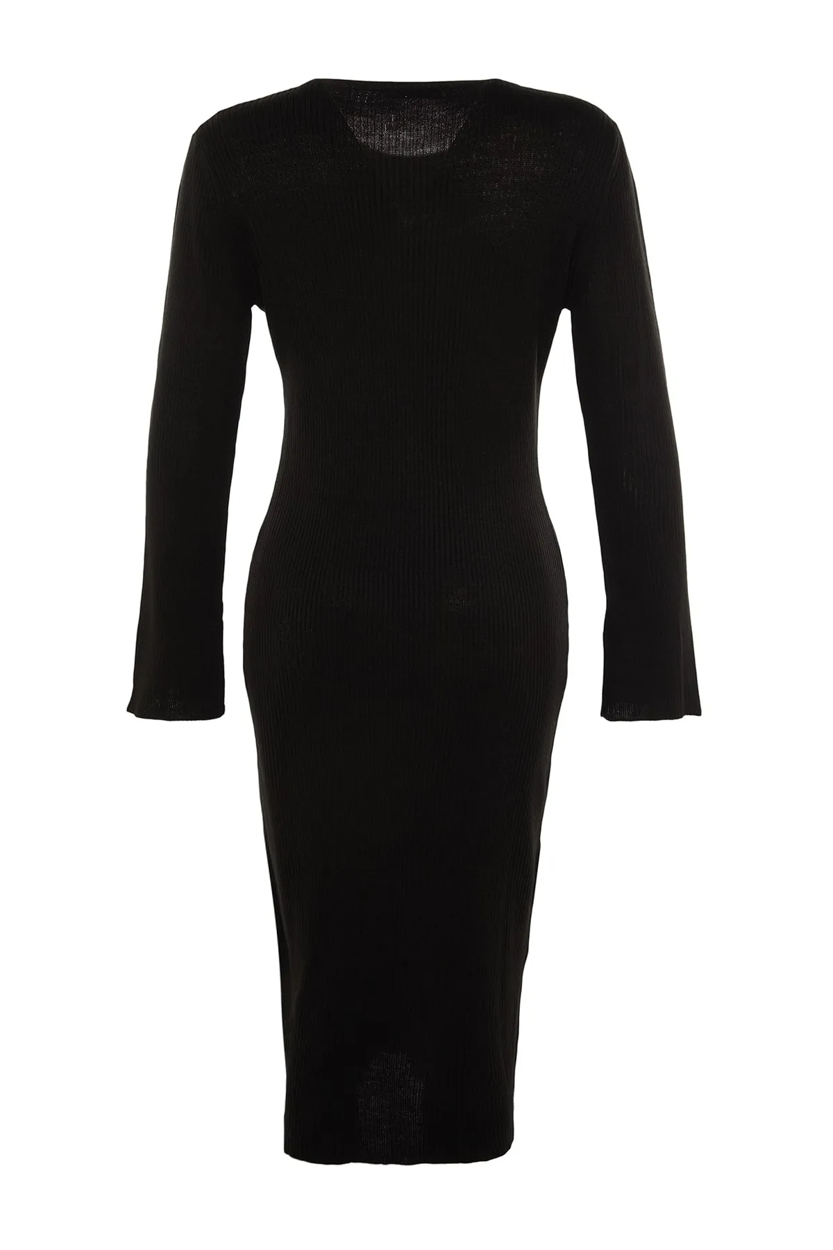 Trendyol Collection  Schwarzes, detailliertes Strickkleid mit Schlitz TWOAW23AU00187