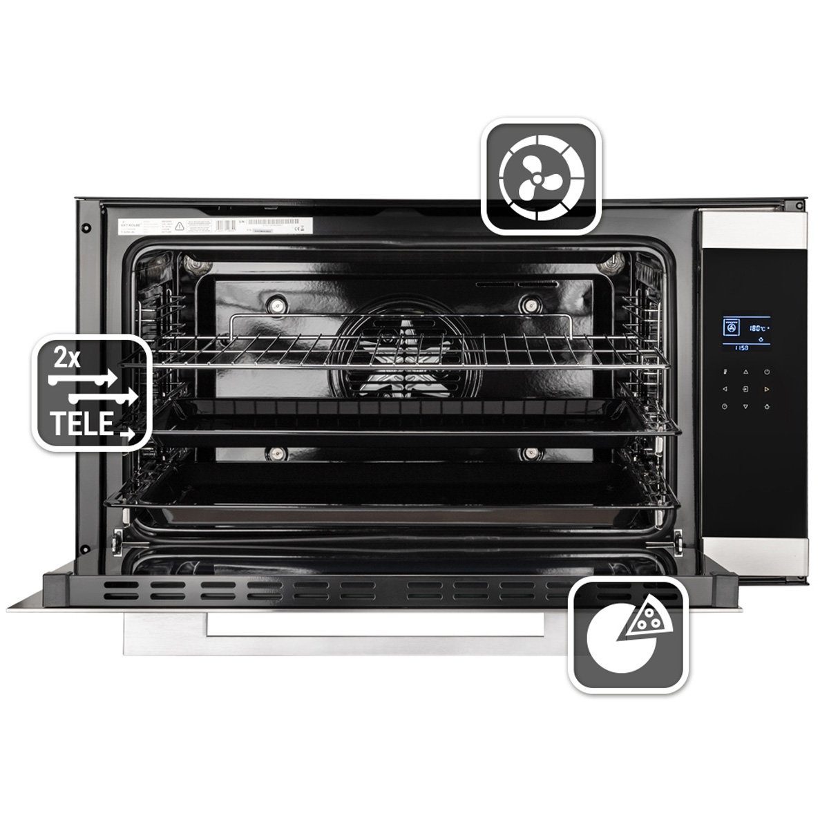KKT KOLBE Einbaubackofen Backofen Elektroherd EB9105ED, DampfClean, 90cm / 96 l / TouchSelect / Drehspieß / Teleskopauszüge / ComfortClean