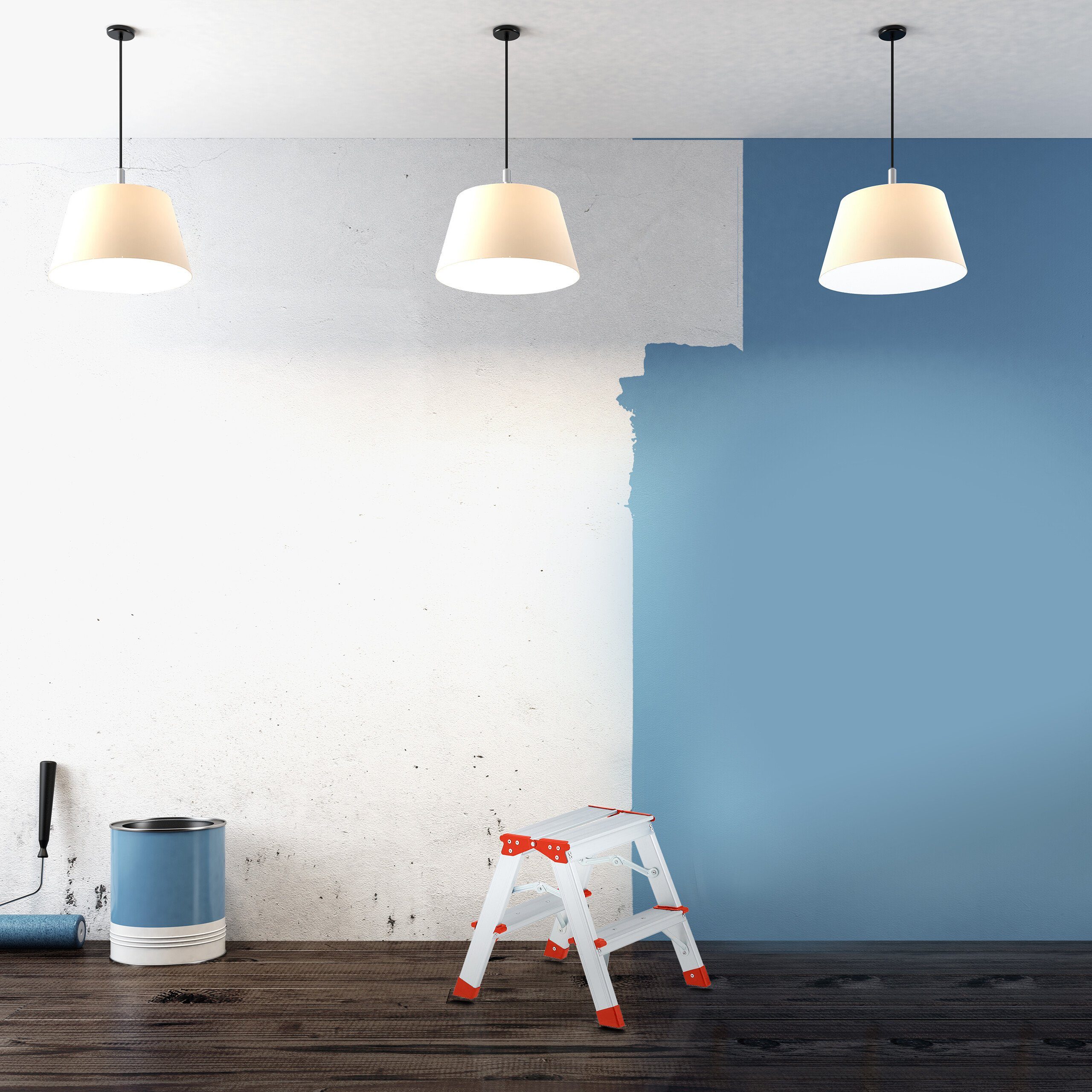 relaxdays Bockleiter Klappbare Trittleiter aus Aluminium, 4 Stufen