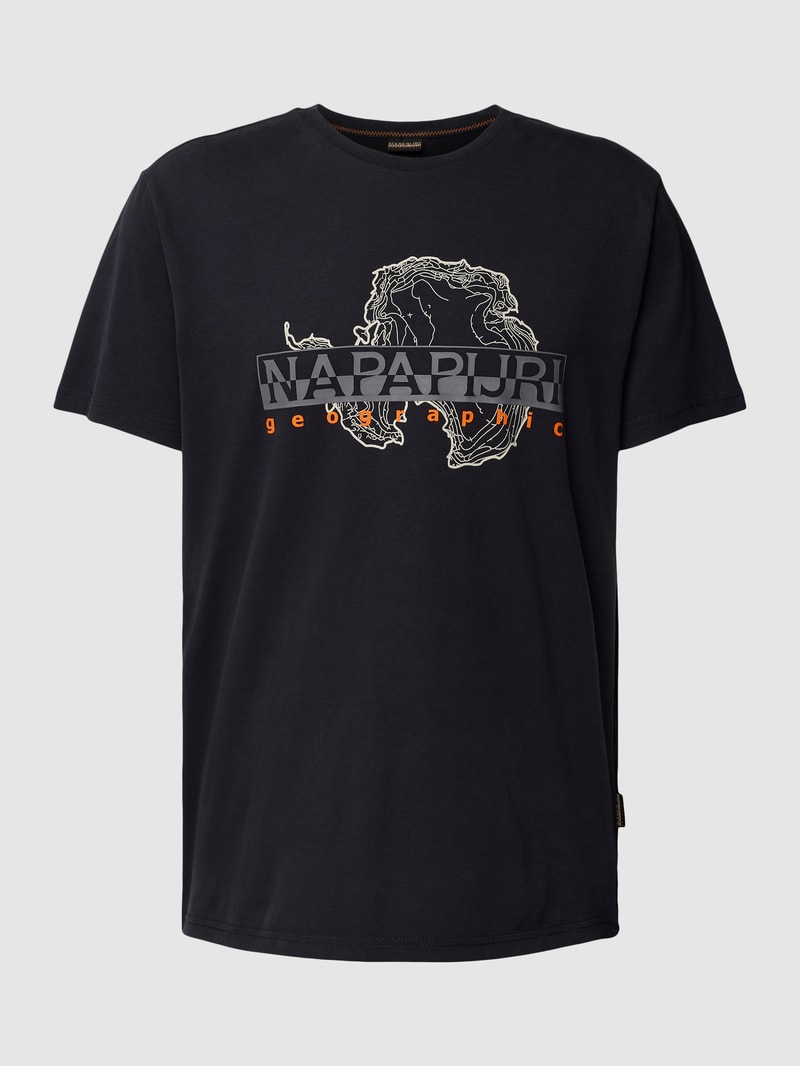 T-Shirt mit Label-Print und Rundhalsausschnitt in schwarz
