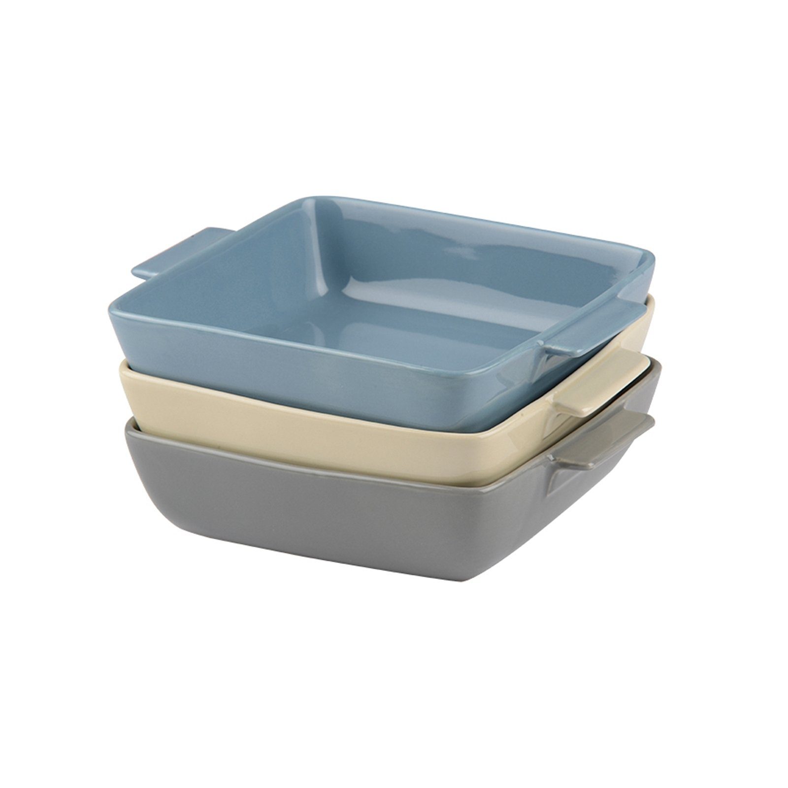 Neuetischkultur Auflaufform Auflaufform 3er-Set 0,6 Liter, Steingut, (3-St), Ofenform eckig