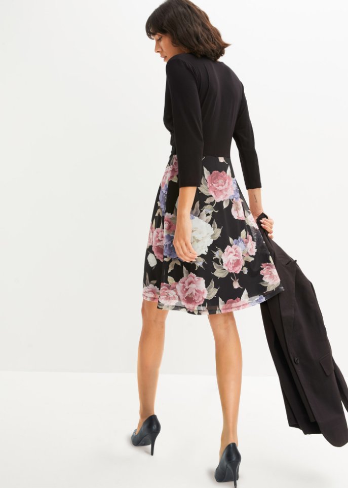 Kleid mit bedrucktem Mesh-Rock
