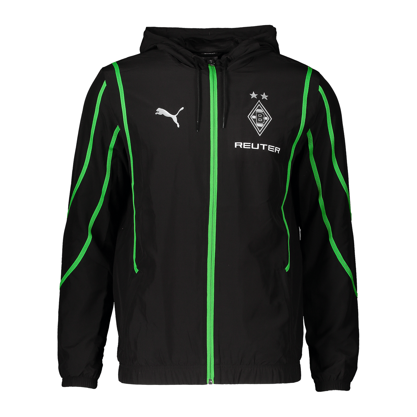 PUMA Borussia Mönchengladbach Prematch Jacke mit Sponsor 2024/2025 Schwarz F10