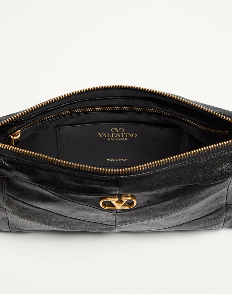 Bolsa de ombro pequena Valentino Garavani Panthea em napa com estampa chevron