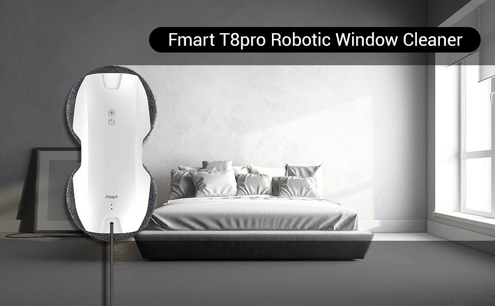 Fmart Fensterputzroboter von Fmart Automatischer Glasreinigungsroboter Fenstersauger, Selbstregulierende Saugleistung 3800 Pa