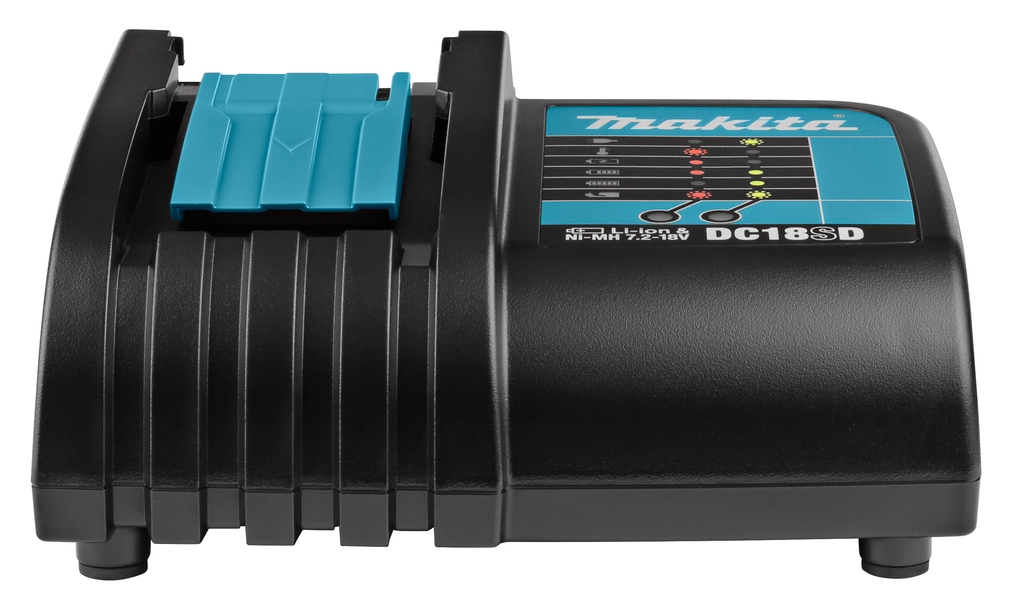 Accessori Makita 194533-6-UK Caricabatterie DC18SD con spina UK, 9,6 V, batterie agli ioni di litio/Ni-MH, a slitta