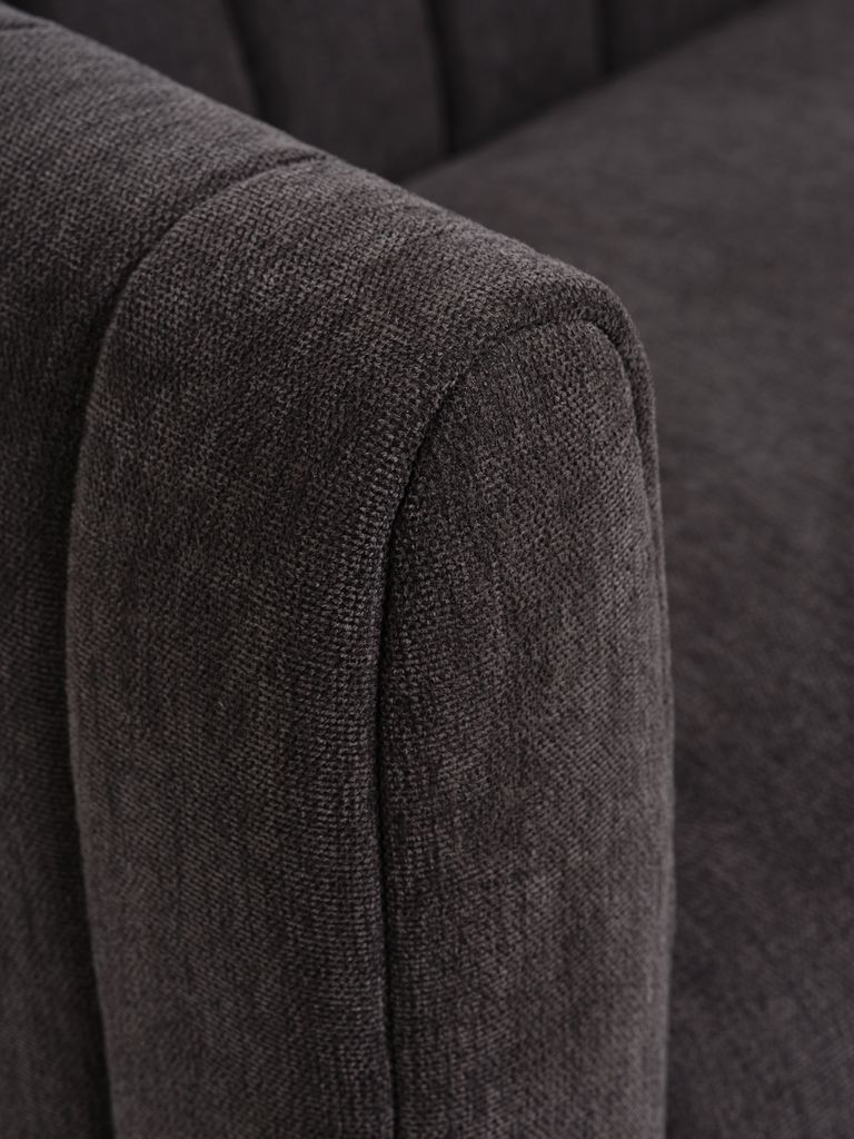 MAGLEBY 3-seters sofa, mørkebrunt stoff/eikfarge
