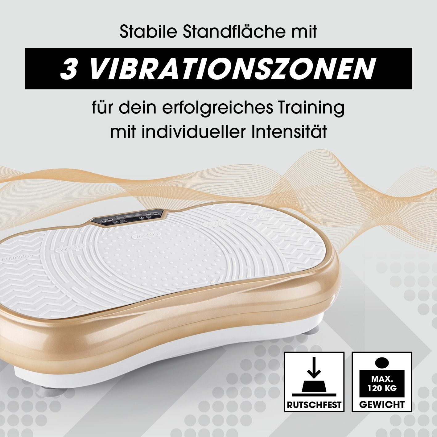 VITALmaxx Vibrationsplatte Ganzkörperplatte Vibrotrainer inkl. Expanderbänder 99 Stufen, 200,00 W, 4-teilig