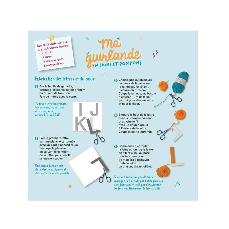 Coffret Ma guirlande en laine et pompons - Fleurus