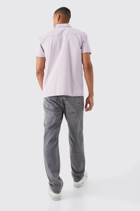 Kurzärmliges Twill Utility-Overshirt