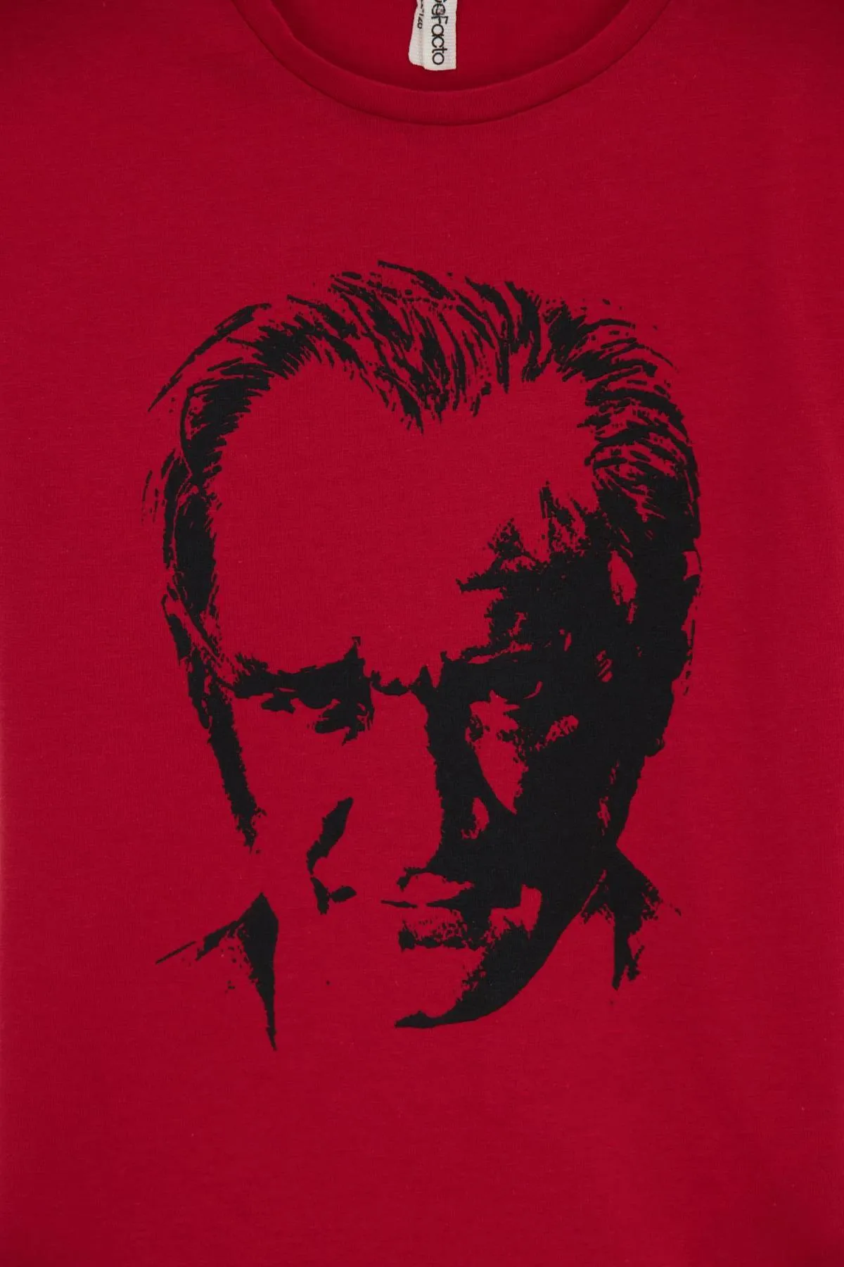 DeFacto  Rotes kurzärmliges Mädchen-T-Shirt mit Atatürk-Aufdruck - Tyc00689968439
