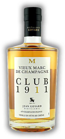 Marc de Champagne Goyard Club 1911 Marc de Champagne Goyard Club 1911 Der feine Marc de Champagne spiegelt die Eleganz seiner Herkunft wieder. 0,7	 Liter - Vol 40%