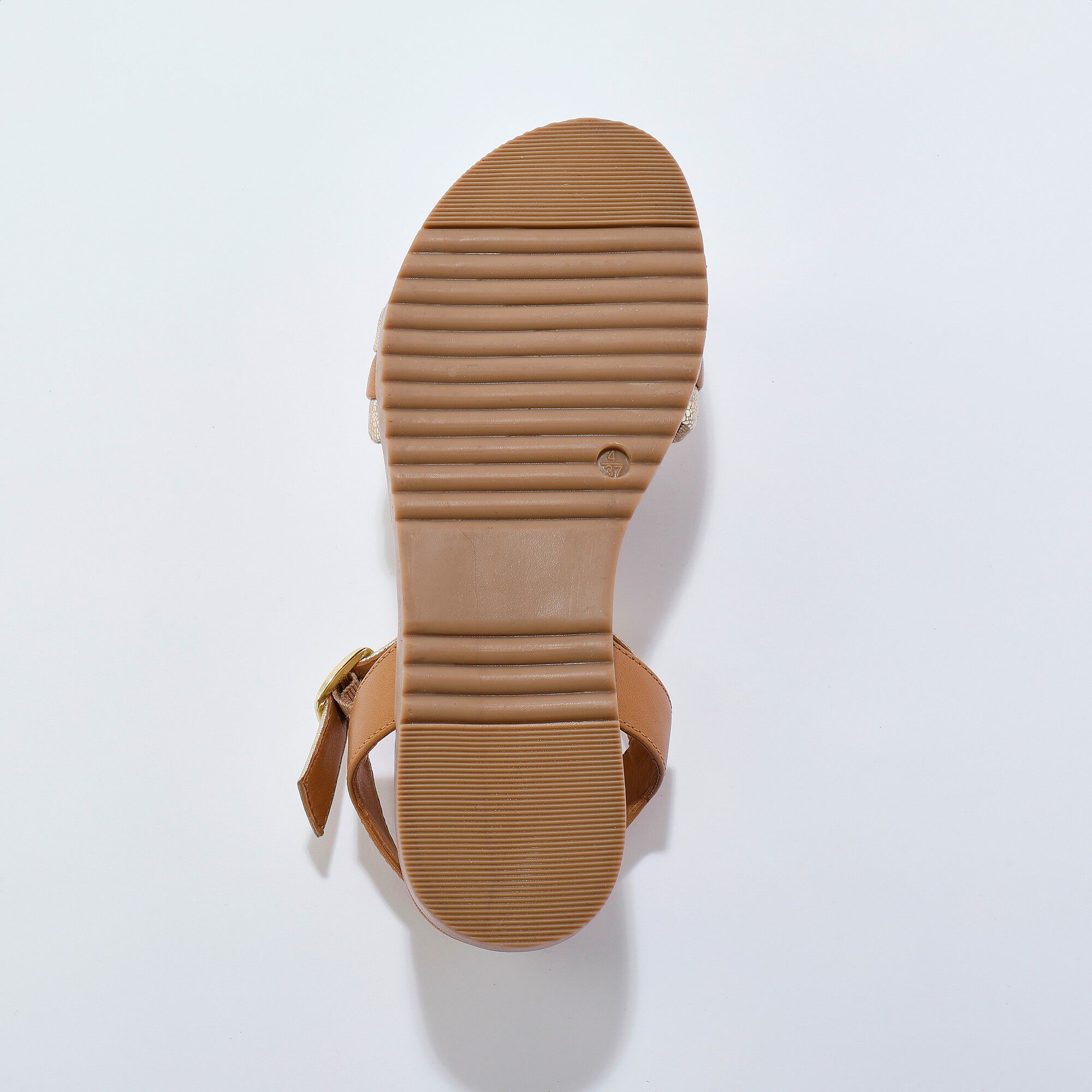 Sandales compensées en cuir fantaisie tricolore